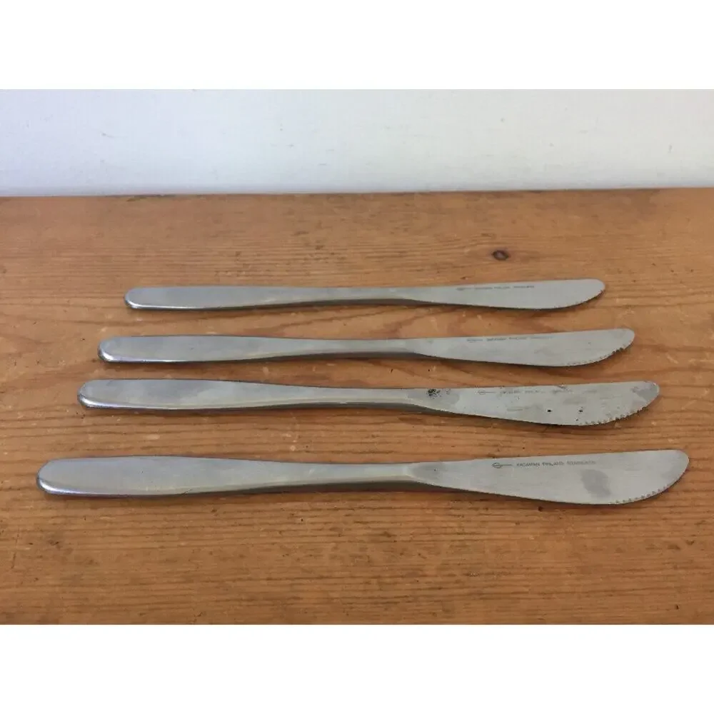 Set Of 4 Vtg Hackman Finland Stainless Steel Butter Knives Silverware Flatware